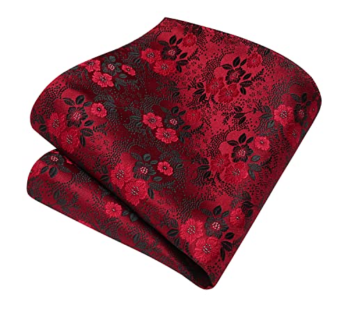 Image of Enlision Ties for Men Floral Tie Handkerchief Cufflinks Set Formal Flower Classic Mens Necktie & Pocket Square Wedding
