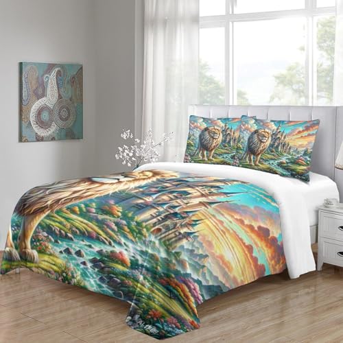 Linge de lit lion 3D Super King en microfibre haute densité - 5