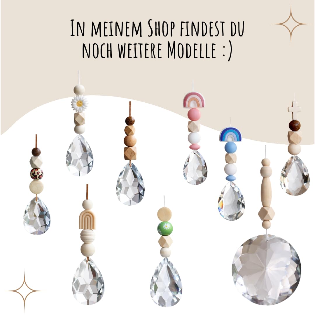 10x DIY Bastelset Sonnenfänger Lichtfänger Gänseblümchen Grün Lila | kreative Aktivität für Gruppen, mit 38mm Kristall-Anhänger, Silikonperlen-Mix, ca. 40m Faden