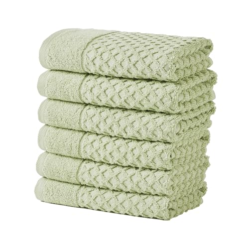 Toallas decorativas verde pálido de dos capas para un baño estilo spa 2