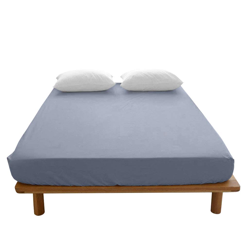 100 Cotton Blue Gray Fitted Sheet with 15" Deep Pocket(Without