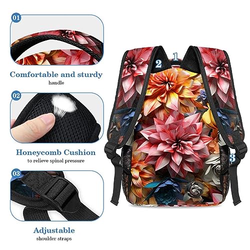 Sac à dos à fleurs avec trousse ensemble scolaire multicolore pour élèves - 4