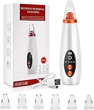 BINSBARRY 6 in 1 Multi-function Blackhead Remover Tools | Electric Derma suction Machine | USB Rechargeable Acne Pimple Pore Cleaner Vacuum tool | Facial Cleanser Device for Nose & Skin Care (White)