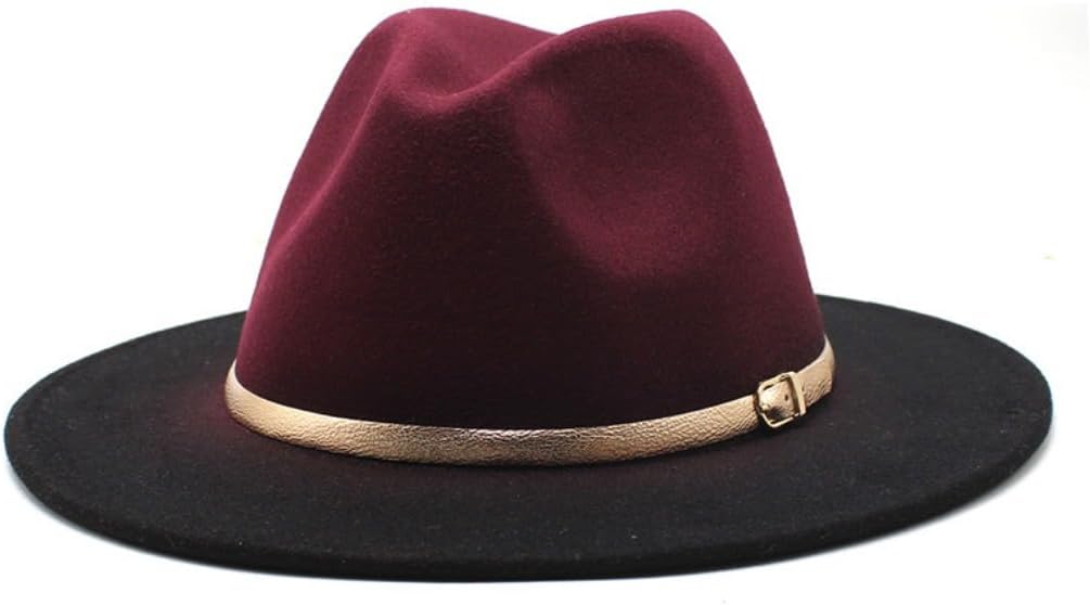 Wide Brim Fedora Hat with Leather Band, Two-Tone Brown, Classic Western Style