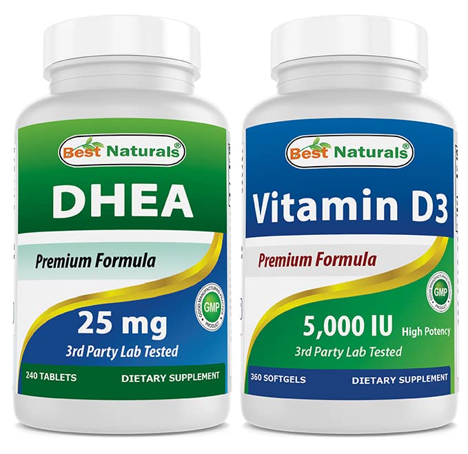 Amazon.com: Best Naturals Dhea 25mg & Vitamin D3 5000 I : Health ...