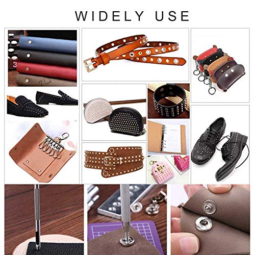 Snap Rivet Setter - 11Pcs Leather Die Punch Hollow Eyelet Hole Hand Snap Installation Kit With Base & Mini Anvil Set Diy Leather Crafts Setting Tool For Punch Hole And Install Rivet Button #TOP6