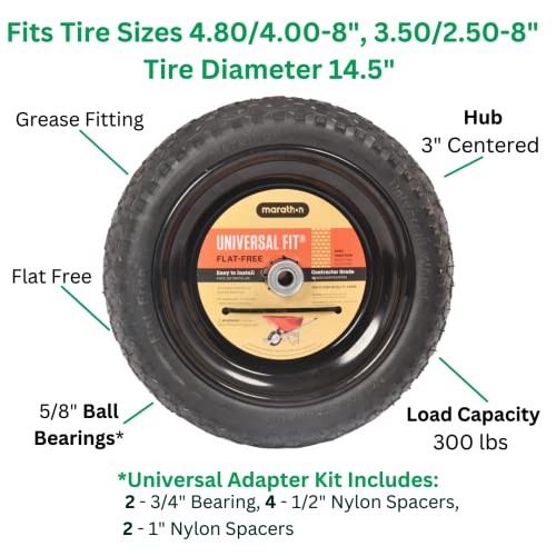 Universal Fit 00265 FlatFree 14.5" Tire and Wheel Assembly, Centered