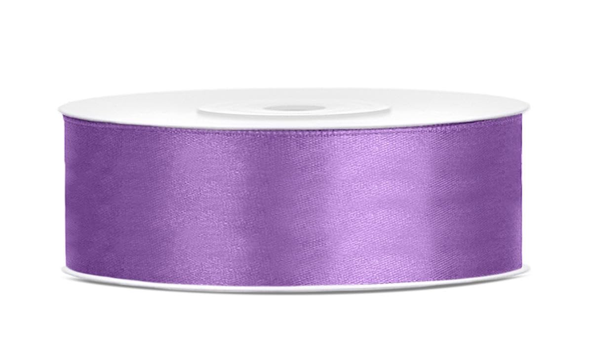 Satin Ribbon Lavender 25 mm x 25 m - Ribbon Lavender, Gift Ribbon & Decorative Ribbon for Romantic Wedding, Baby Shower, Floristry & Gift Packaging - Tear-Resistant