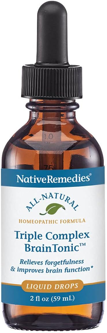 Native Remedies Triple Complex Brain Tonic - Natural Homeopathic Formula Relieves Forgetfulness, Mental Fatigue and Problems Concentrating - Supports Brain Function, Memory and Alertness - 59 mL