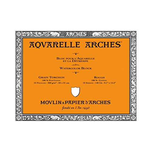 Arches Watercolor Paper Block, Rough, 9' x 12', 140 pound