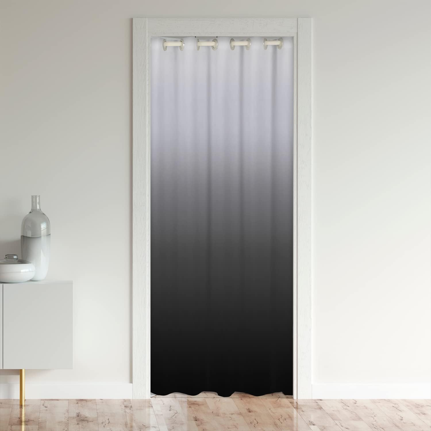 Erosebridal Grey Black Ombre Door Curtain Gray White Gradient Blackout Curtain Modern Abstract Art Doorway Curtain Gift Farmhouse Theme Door Drape For Kids Boys Girls Women Men, 1 Panel, 34"W X 80"L