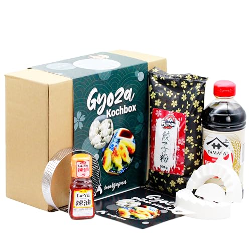 Gyoza Kochset für japanische Teigtaschen (für 20 Dumplings, 6-teilige DIY Gyoza Box, inkl. Anleitung), Geschenkidee