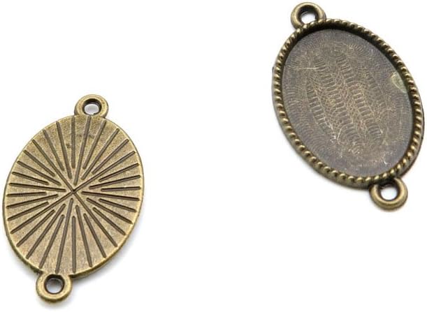 Jewelry Making Charms Jewellery Charme Antique Bronze Tone K0FA9 Oval Cabochon Frame Blanks