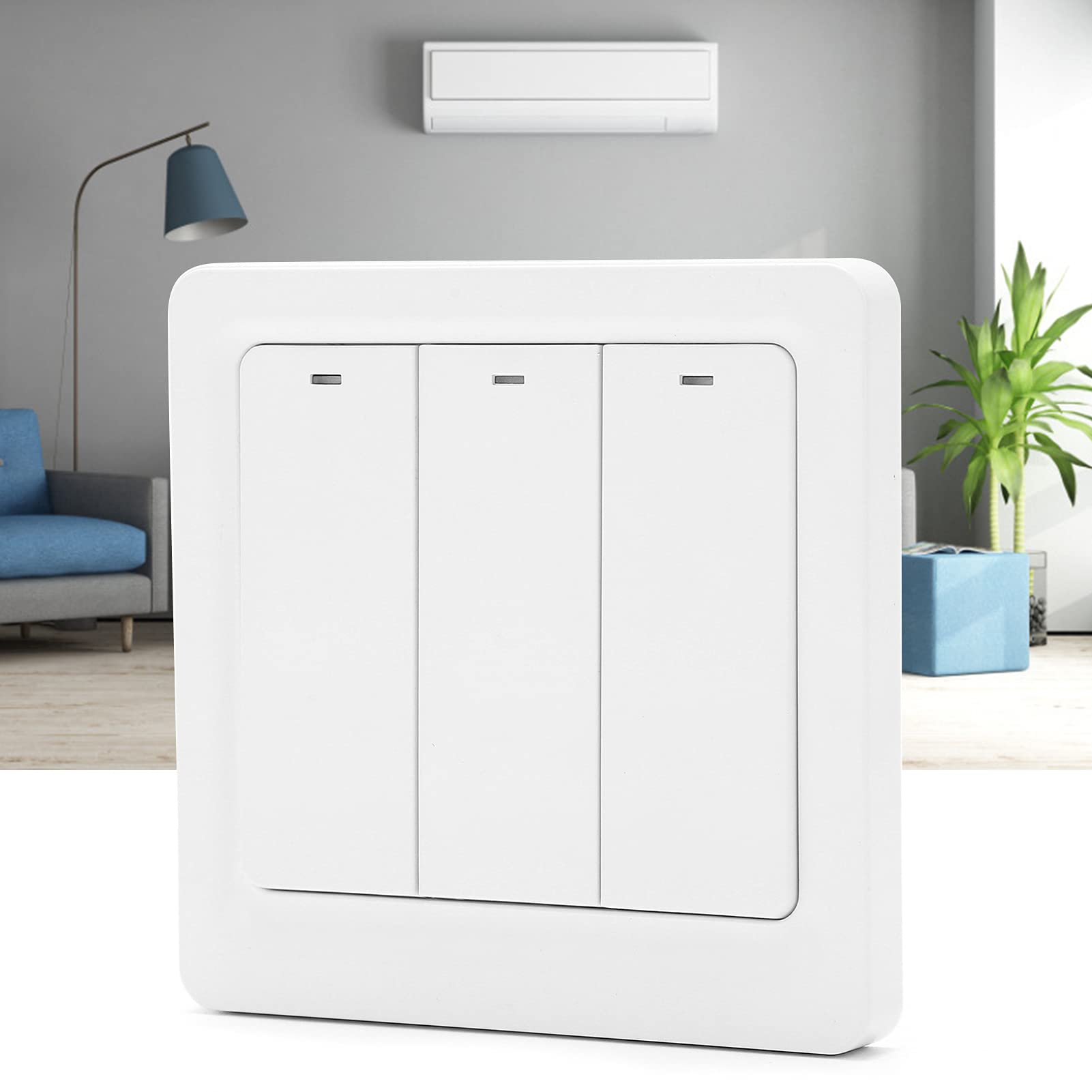 Interruptor de luz inteligente, panel de pared de material de PC de 3 entradas, 600 W, TUYA, WiFi, CA 100‑240 V, para automatización del hogar (WiFi)