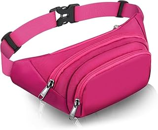Riñonera con cinturón ajustable, color rosa, rosa (b), L, Riñonera de gran capacidad para mujeres y hombres