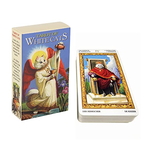 Formemory タロットカード 78枚セット 白猫のタロット占いタロットデッキ 超初心者用 アプレンティスタロット 見習いタロット初心者やタロットカード愛好家に適しています コート紙 運命の占いカード 家族や自分自身へのギフト