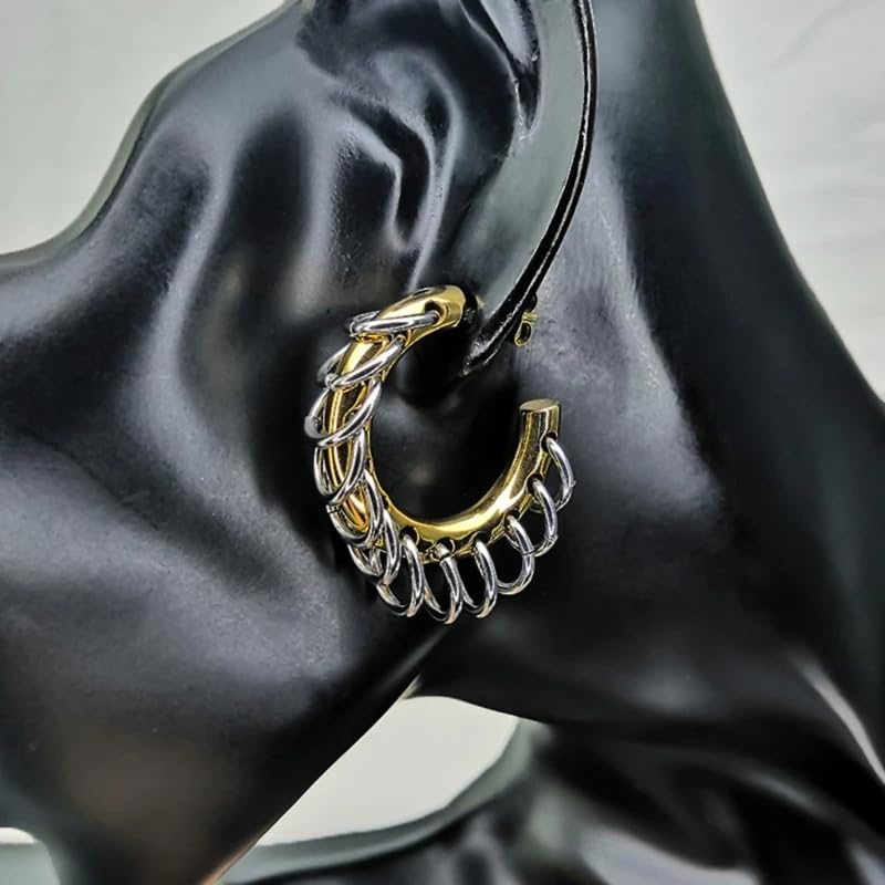 Chunky Gold Hoop Earrings Statement 18K Gold Plated C Hoop Earrings Stainless Steel Thick Hypoallergenic Hoops Earrings for Women4