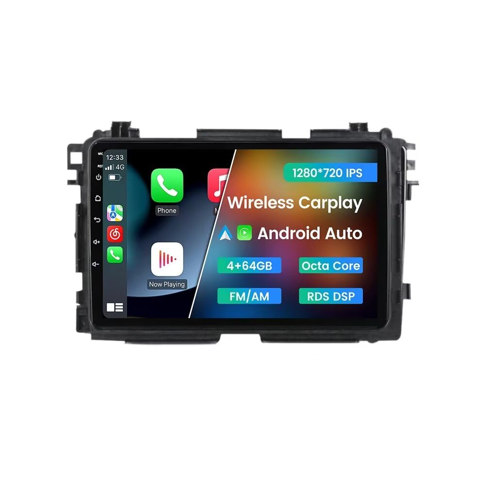 Android 13 Car Stereo for Honda Vezel HR-V HRV 2013-2022, Biorunn Radio 9 inch 8-Core GPS Navi Wireless Wired Car-Play Android Auto Head Unit IPS Touch Screen FM AM RDS DSP,4GB RAM 64GB ROM