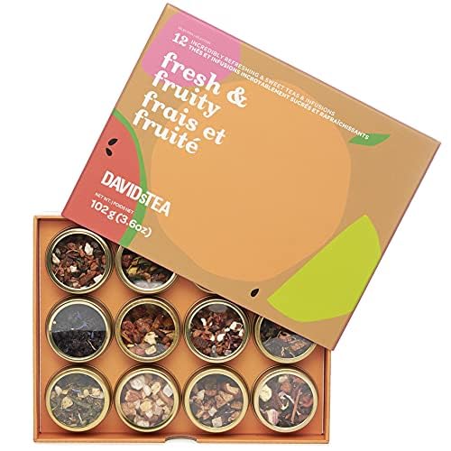 DAVIDsTEA Fresh & Fruity Tea Sampler, Loose Leaf Tea Gift Set, Assortment of 12 Fruity Teas and Infusions, 102 g / 3.6 oz…
