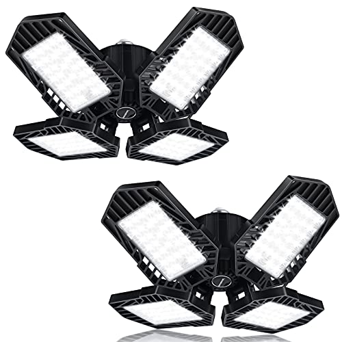 2 Pack LED Garage Lights, AYSEMO 80W 8000LM 6500K Daylight LED Light Bulbs, Deformable Garage Ceiling Lights with 4 Adjustable Panels, LED Shop Lights for Garage Storage Cabinets Warehouse Corridor 2 Pack LED Garage Lights, AYSEMO 80W 8000LM 6500K Daylight LED Light Bulbs, Deformable Garage Ceiling Lights with 4 Adjustable Panels, LED Shop Lights for Garage Storage Cabinets Warehouse Corridor