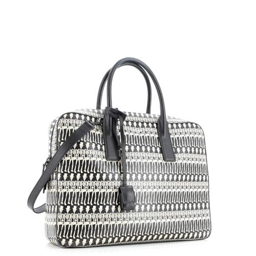 Saint Laurent, Pre-Loved Museum Briefcase Printed Leather Medium, Black2