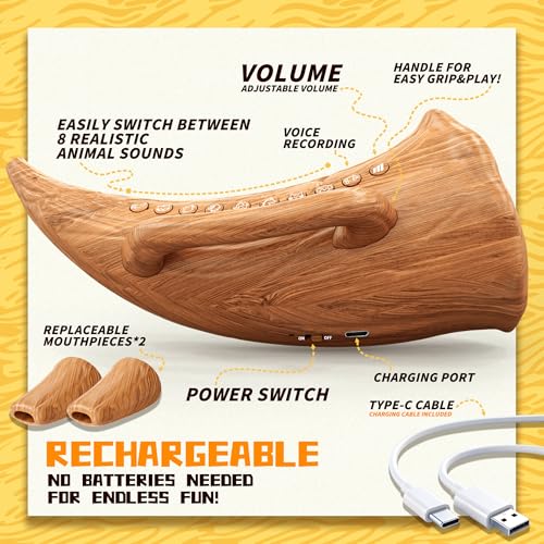 Animal Caller for Kids, Blow-Activated Noisemaker Toy with Voice Recorder - image 3