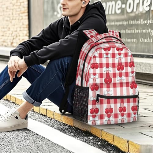 Mochila escolar de viaje Cherry Check de 15.6 pulgadas para estudiantes 7