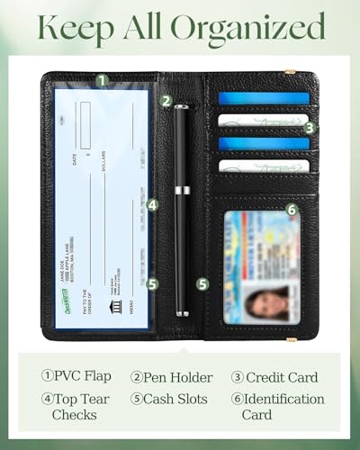Image of Slohif Checkbook Cover for Personal Duplicate Checks - Leather Check Book Wallet Holder for Women Mushroom Print Top Stub
