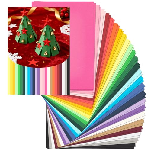 OWLKELA 50 Blatt Tonpapier A4 Bunt, 25 Farben, 230g/m² Bastelpapier, Mehrzwecks Tonkarton A4 Bunt, Buntes Papier für DIY, Origami & Kartenherstellung