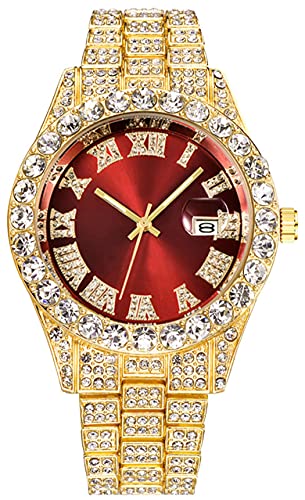 SENRUD Unisex Hip Hop Crystal Rhinestone Iced Out Watch