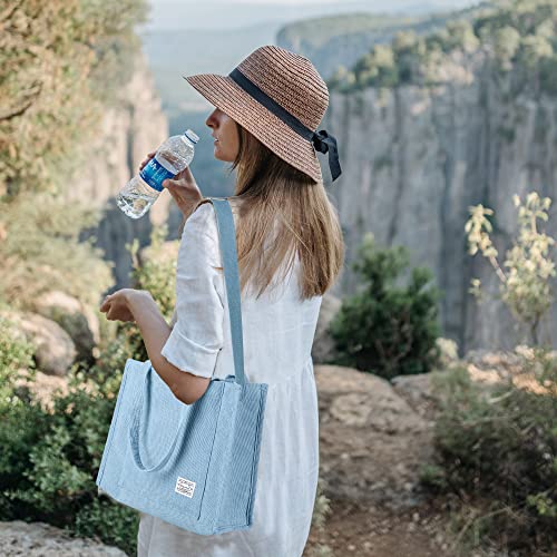 Image of Valleycomfy Corduroy Tote Bag for Women Travel Crossbody Bag Purse Women Shoulder Bags Work Handbags Everyday Hobo Bag