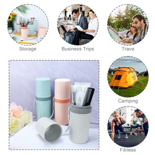Image of Mulbozy Travel Toothbrush Holder, Large Travel Toothbrush Cup Case, Portable Travel Toothbrush Toothpaste Makeup Storage for Business Trip Camping School - Blue