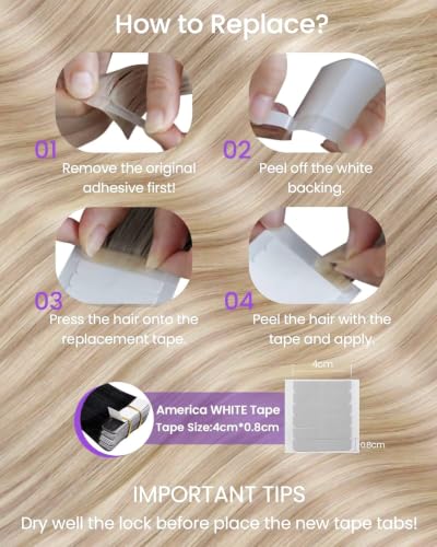 Image of LaaVoo Tape in Hair Extensions Light Ash Blonde Highlight Heat Resistant | 20Pcs, Tape in Extensions, Professional Salon Hair Extensions, Seamless, for Short Straight Hair, Effortless, 30G 12Inch