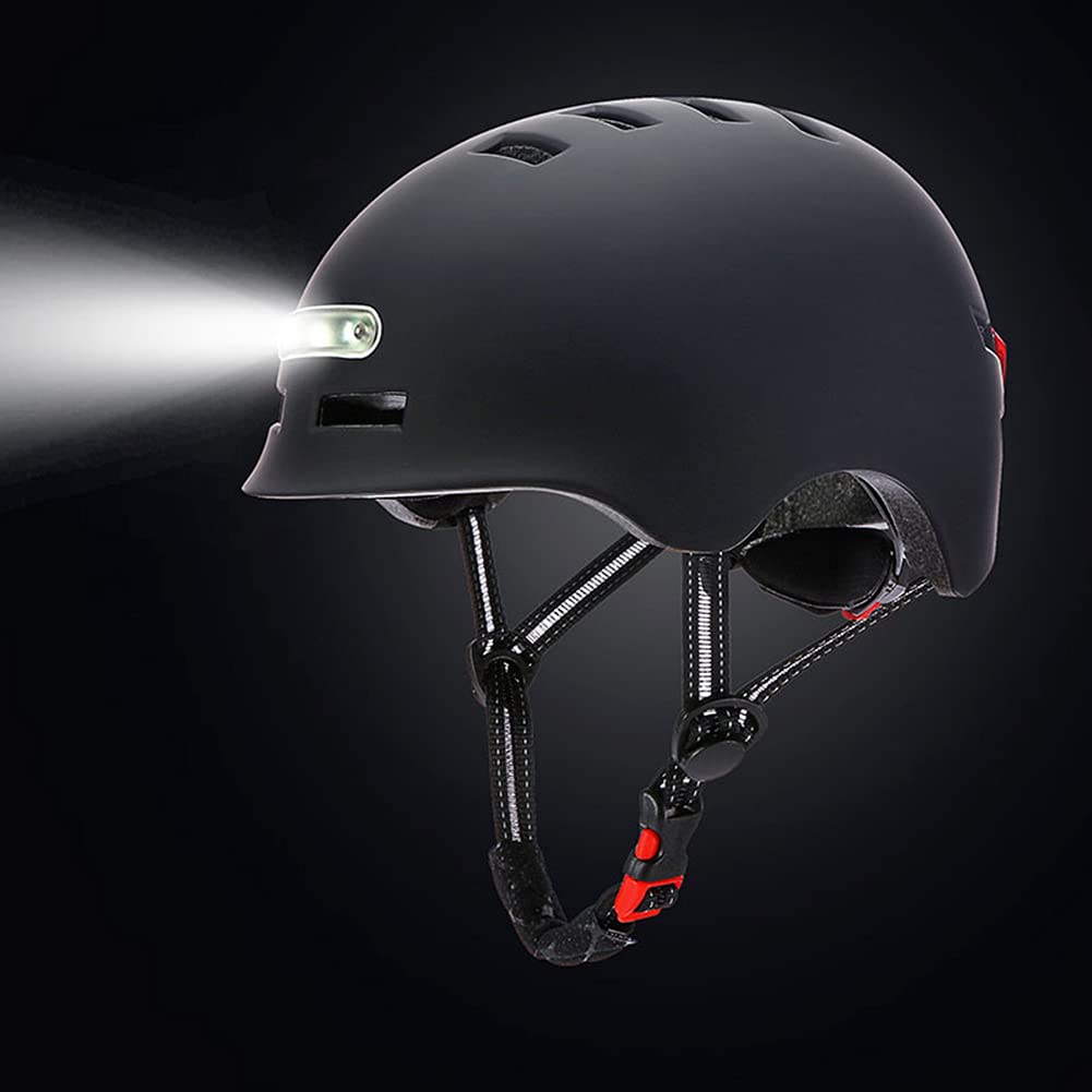 Starnearby Casque de Vélo vec Lumière LED pour Adultes Hommes Femmes Clignotant Casque pour Trottinette électrique Casque pour Roller, Scooter, Hoverbaord, Skateboard, Skate, Vélo