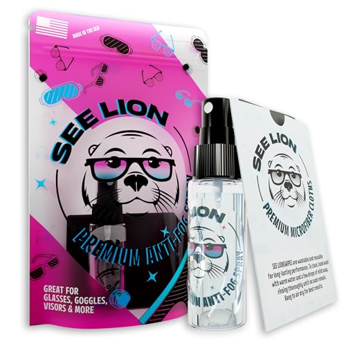 See Lion Anti Fog Spray | Long-Lasting Fog Prevention for Glasses, Goggles, Visors, Face Shields, Sunglasses | 30ml / 1oz Travel Bottle | Streak-Free Formula