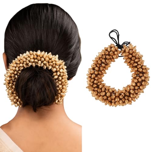CURATED CART Artificial Golden Beads Hair Gajra For Bun, Bharatna...