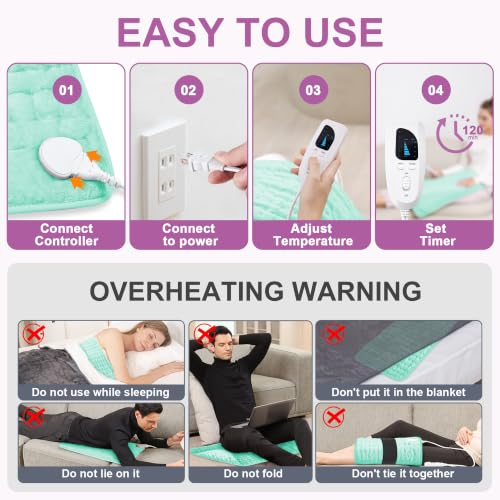 Image of Heating Pad,Electric Heating Pads,Heating Pad for Back,LightGreen,24x20 Inch