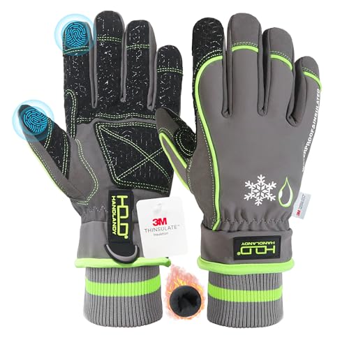HANDLANDY Winter Work Gloves, 3M Thinsulate Waterproof Insulated Glove for Men Women X-Large Green
