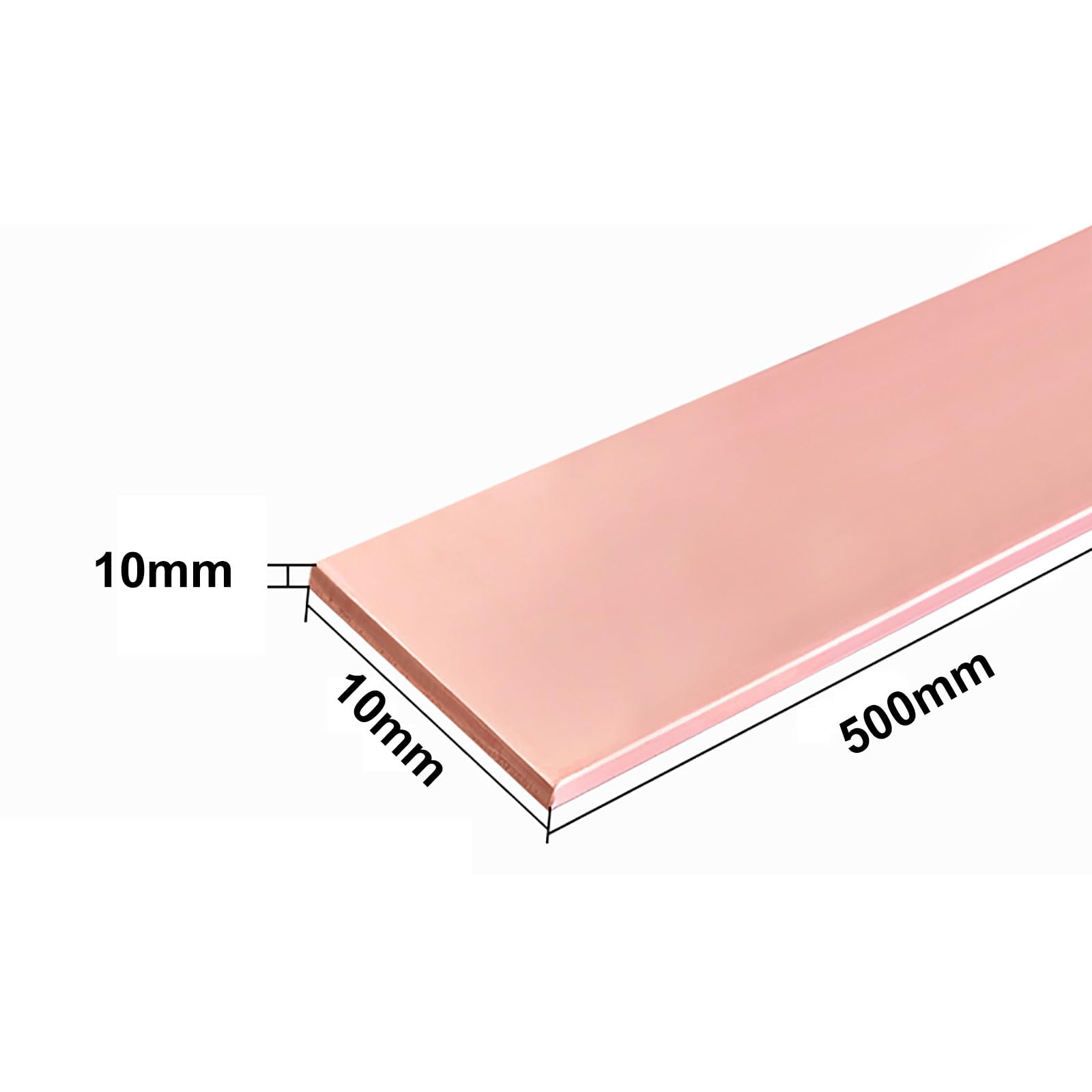 1 Stück Kupferflachstange – 500 mm Länge, 10 mm Breite, 2–10 mm Dicke for elektrische Anwendungen und Heimwerkerprojekte(10mm)