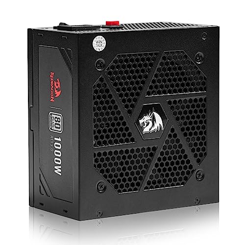 Image of Redragon PSU017 80+ Platinum 1000 Watt ATX 3.0 & PCIe 5.0 Fully Modular Gaming Power Supply, 80 Plus Certified, 100% Japanese Capacitors & Low Noise Smart-ECO Fan, Fully Modular w /12VHPWR Cable