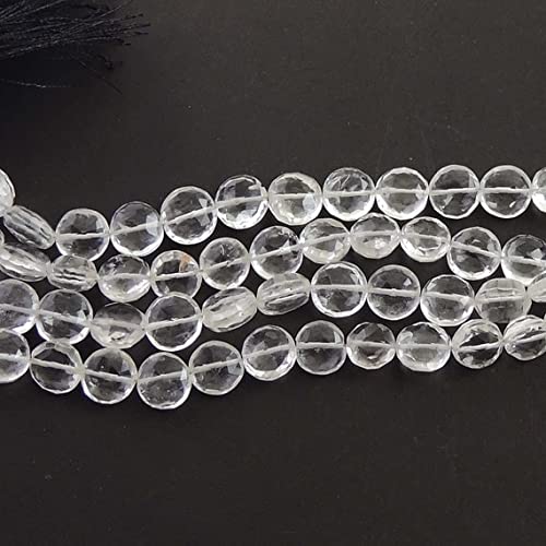 Crystal Quartz Faceted Coins fini le perçage difficile avec ces perles plates centrées 9mm