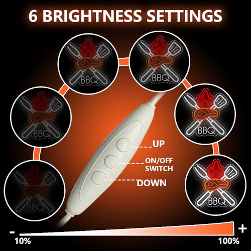 Image of BBQ Neon Signs for Wall Decor,Adjustable Brightness Grill LED Sign for BBQ Party Decorations,Neon Lights Sign for Barbecue Restaurant,BBQ Signs for Outside,Home, Bar, Party,Christmas Gift