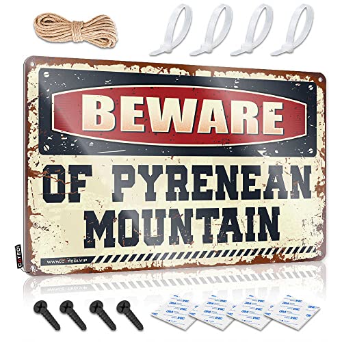 COTECI Gifts For Man Cave Beware Of Pyrenan Mountain Metallschild Einzigartige Heimdekoration Gun Accessoires für Männer (Größe: 20 x 30 cm)