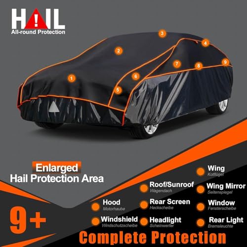Image of Kayme Hail Protector SUV Car Cover,Anti Hail Thickened Multi-Layered EVA Car Cover Waterproof All Weather with Wind Straps, Outdoor Hail Protection Cover, Fit SUV Jeep-Length(208 to 211 Inch)