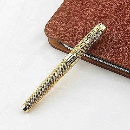 Image of HAYMAN Jinhao 1200 Golden Dragon Carved Roller Ball Pen with Box (P-16)