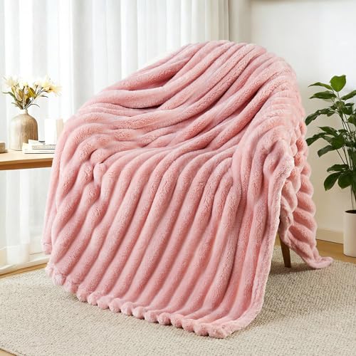 Exclusivo Mezcla Rosa Manta Sofá - Manta Franela para Cama, Manta Polar, Doble Cara Suave, Fácil Cuidado y Ultra Ligera, Todas Estaciones, 130x150 CM