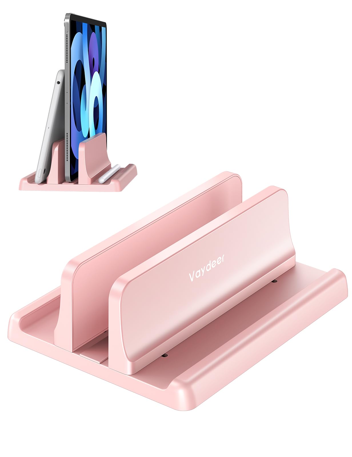 Vertical Laptop Stand Holder Plastic Adjustable Desktop Notebook Dock Space-Saving 3 in 1 for All MacBook Pro Air, Mac, HP, Dell, Microsoft Surface, Lenovo, up to 17.3 inches (Pink)