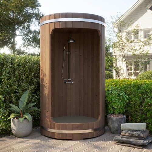 SaunaLife Backyard Barrel Shower Kit Model R3, Rain-Series Outdoor Shower 53