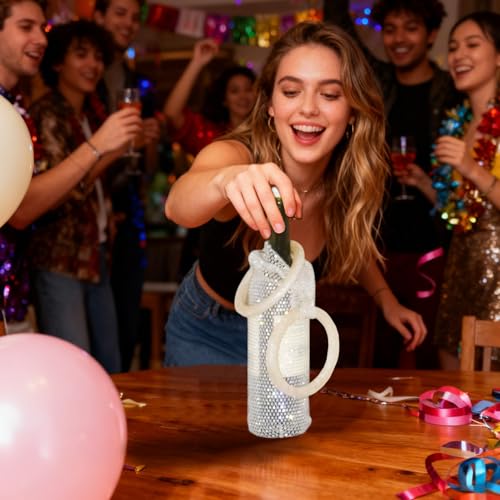 Cuerpo de malla de nailon con diamantes para decorar botellas de vino 3