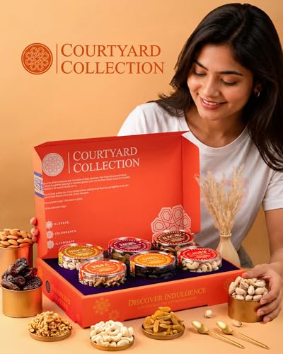Image of Hyperfoods Rakhi With Dry Fruits 745g RawFruit Courtyard Collection Pack of 6 Dry Fruits Gift Box Rakhi Combo Set for Brother DryFruits Gift Pack DryFruits Combo Pack